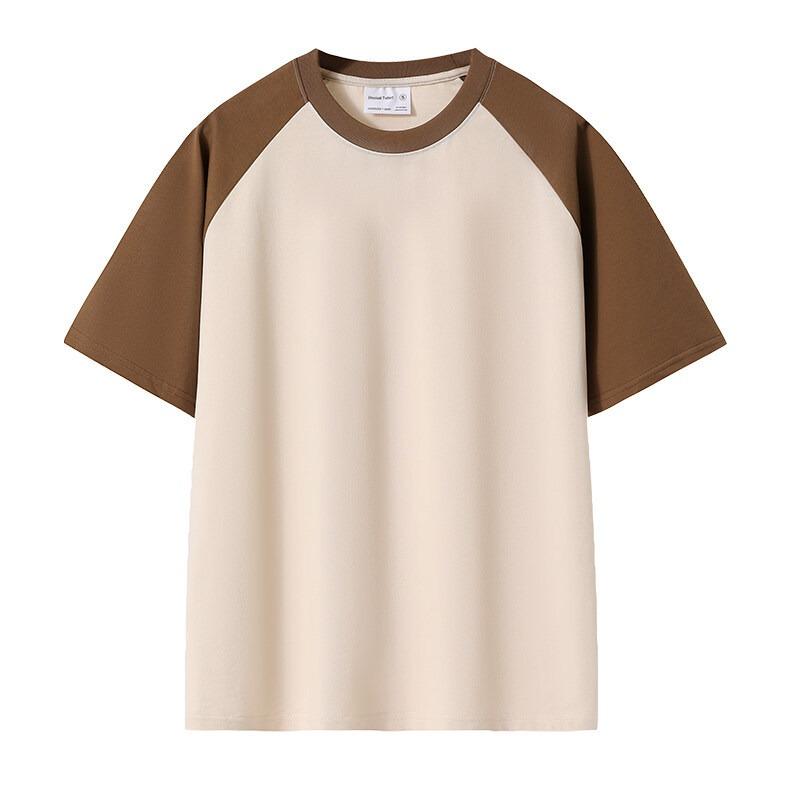 Men Casual Loose Crew Neck Striped Color Block Short Sleeve Daily T Shirt