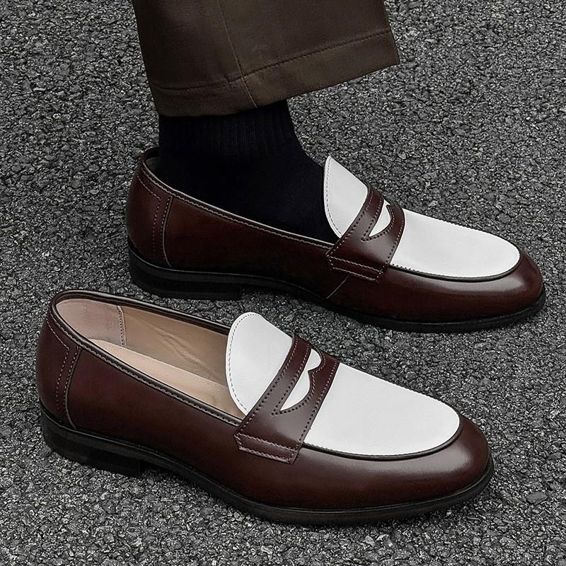 Mens Slip-On Loafer Shoes With Thick Sole Heightening Comfortable Breathable Casual Derby Style
