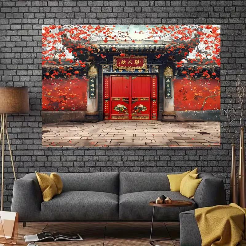 2D Traditional Chinese Courtyard Door Photo Background