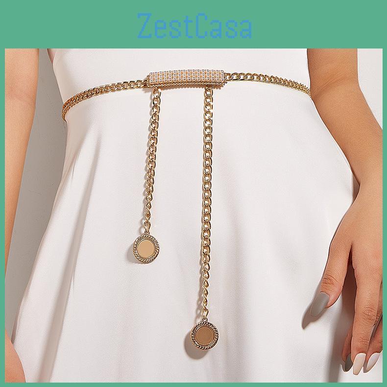 Women Metal Body Chain With Pearl Buckle For Fashionable Waist Jewelry For All Seasons
