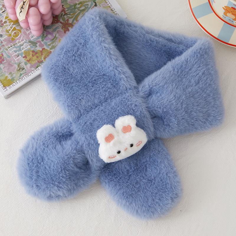 Autumn/Winter Heart Rabbit Children's Scarf - Cute Korean Style Warm Plush Baby Neck Warmer for Girls Cold Protection
