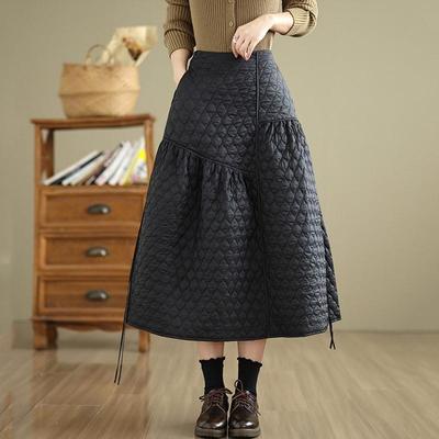 Cotton Padded Plus Size High Waist Vintage Spring Autumn Winter Casual Loose Long for Woman Skirts Womens Skirt