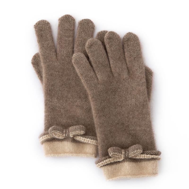 

Women s Winter Cashmere Gloves: Bowknot, Fingerless, Full-Finger, Thickened, Cold-Proof 100% Pure Cashmere. 23x8 CM