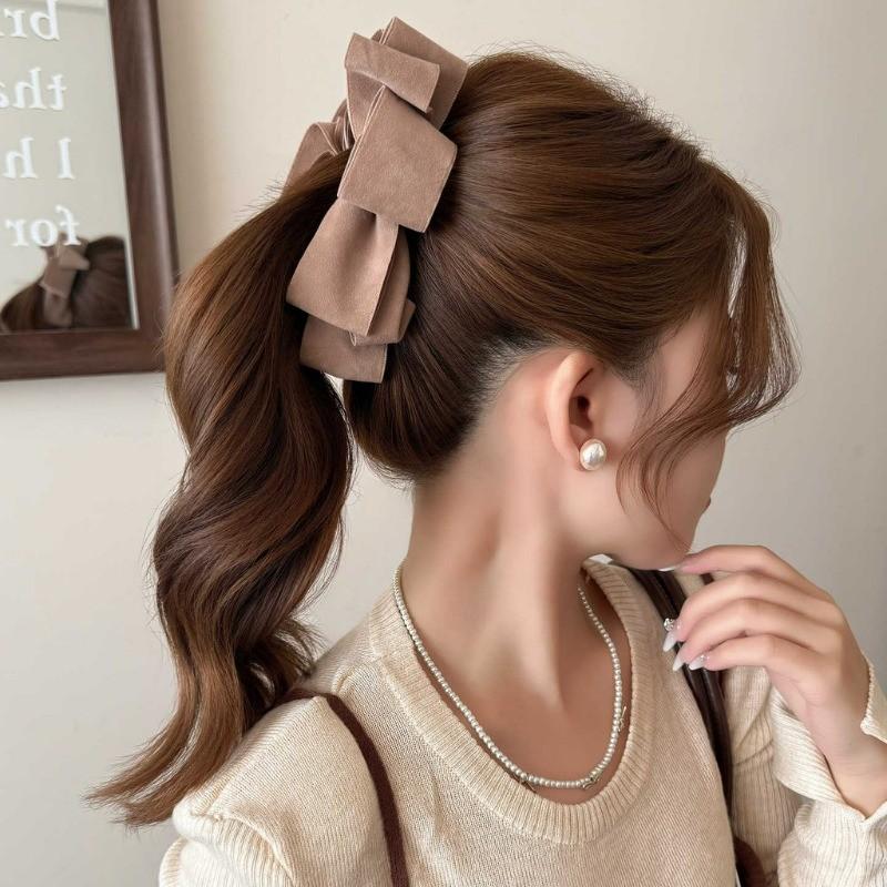 High-End Multi-Layer Bow Banana Clip Hairpin Ponytail Barrettes Headwear Hairbows For Girls Hair Accessories