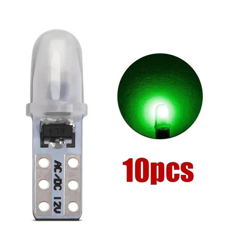 10 Pcs T5 Auto Car Dashboard Lights 2 3014 SMD Reading Instrument Panel Lamp No Polarity Led Bulb White 12V DC