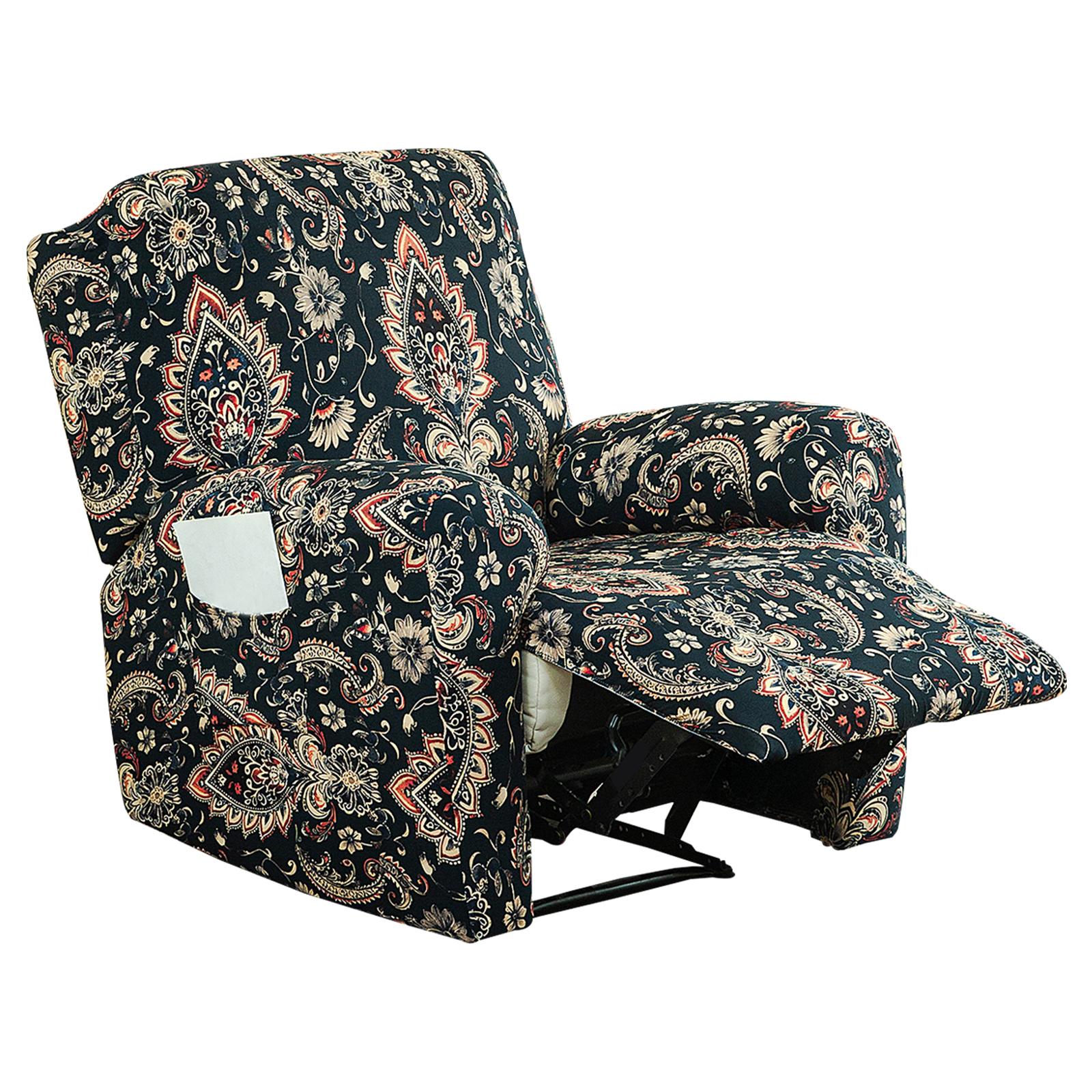 Stretch Recliner Sofa Cover Full Wrap Style Printed Recliner Chair Cover Machine Washable With Side Pocket for Living 7689₽
