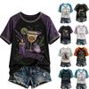 Women's Halloween V-Neck Short Sleeve T-Shirt Casual Printed Top