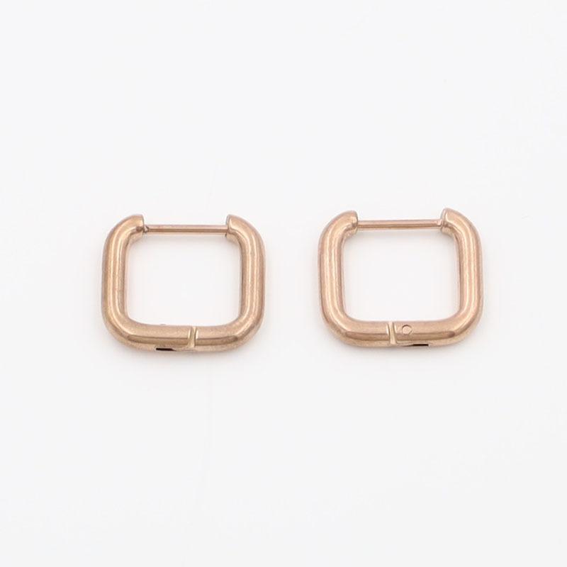 Personality Trend Geometric Earrings Titanium Steel Square Round Wire Ear Buckle Ear Jewelry Premium Niche