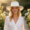Chapeau Fedora Style Vintage Chapeau Rétro à Sommet Plat, Feutre de Laine Pork Pie Chapeau Melon avec Anneau Métallique pour Robe Décontractée Automne Hiver, Trilby à Large Bord pour Femmes
