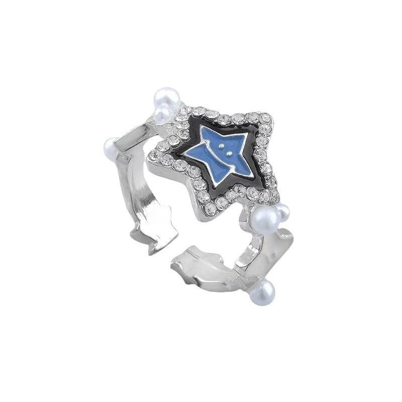 Anillo Retro Abierto de Estrella de Metal Envejecido para Mujer – Diseño de Dedo Índice de Celebridad de Alta Gama