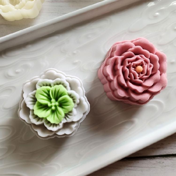Flower Shaped Plastic Mooncake Stamps Mooncake Moulds DIY Baking Accessories