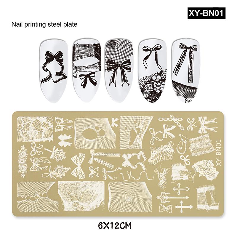 

12X6 см Золотые прямоугольные пластины для стемпинга ногтей Бантик Бабочка Цветок Фейерверки Дизайны Шаблон для нейл-арта для DIY украшения ногтей as the picture