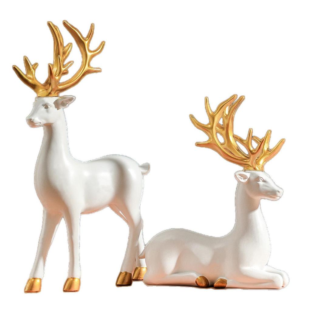 Large European-Style Deer Resin Ornament for Christmas Decoration - Ideal for Entrance, Wine Cabinet, or Display