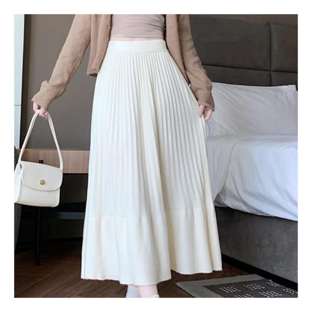 Navava Daily Plain Knitted Pleats Skirt Ns388
