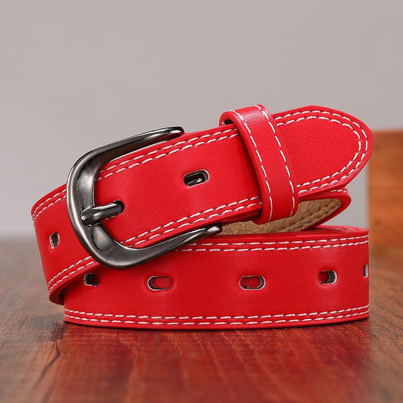 Damen Weißes Echtleder Dünner Taillengürtel - Modisch & Vielseitig für Jeans