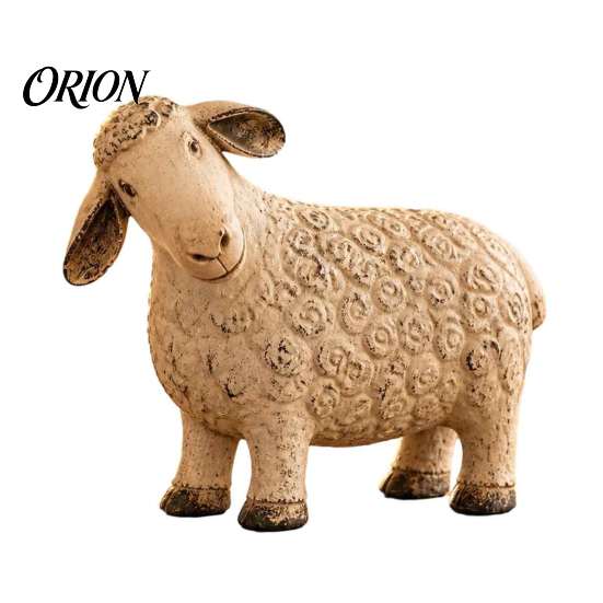 Indoor Tabletop Ornaments Rustic Sheep Figurine, Farmhouse Resin Lamb Statue, Vintage Country Style Accents Decor, Cute Sculpture for Living