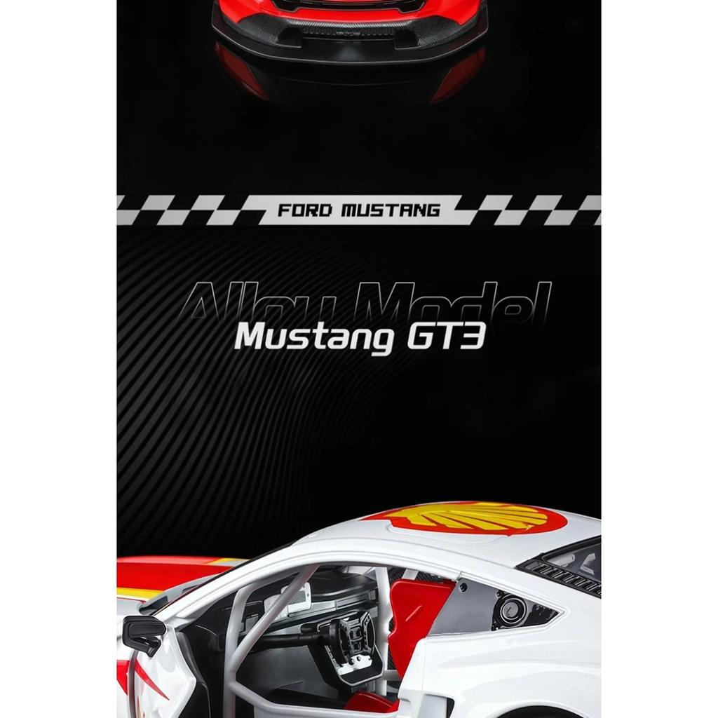 1/24 Ford Mustang GT3 Co-brand Version Alloy Sports Car Model Metal Track Racing Car Vehicle Model Sound and Light Kids Toy Gift