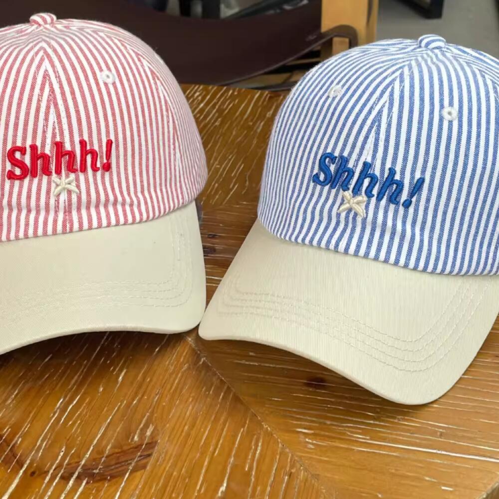 Wide Brim Letter Embroidered Baseball Cap, Cotton Color Block Stripes Hat For Men Women Outdoor Korean Fashion Casual Headwear