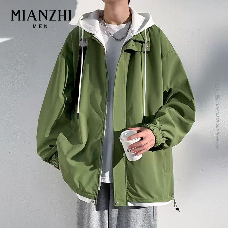 Men's Hooded Cotton Two-Piece Jacket for Spring/Autumn - Casual, Loose, Plus Size & Trendy