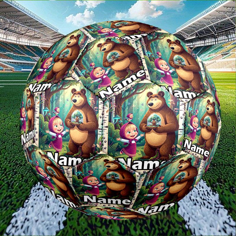 Custom Name Personalized Masha and the Bear Print Size 5 Soccer Ball Training & Match Football, for Team, Kicking, Gift for Football Enthusiasts