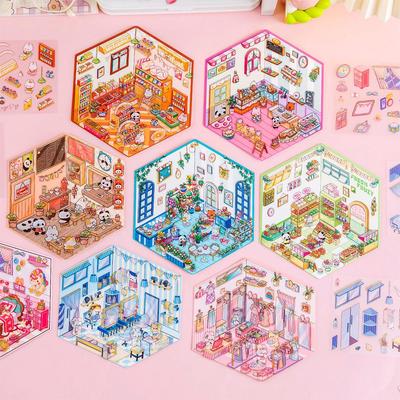 3D Cartoon Miniature House Stickers for DIY Journals and Student Projects