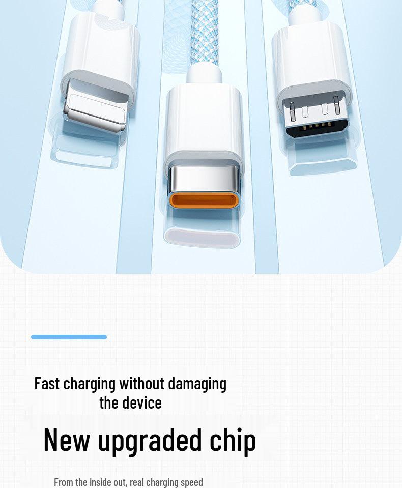 100W Fast Charging 3-in-1 Multi-Head Cable for Apple & Android