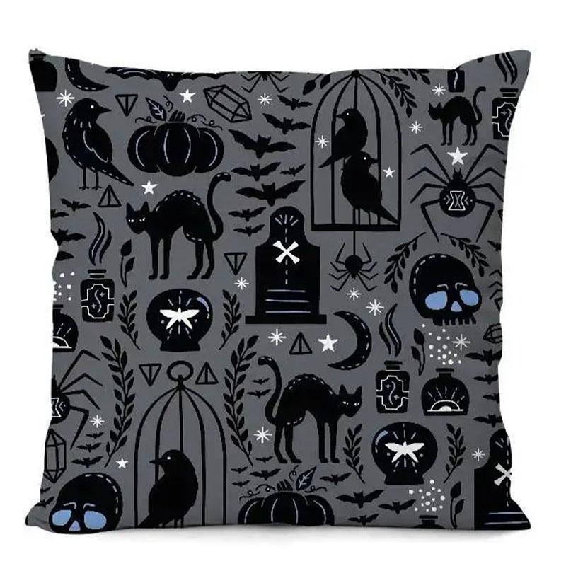Halloween Witch Hat Cartoon Printed Cushion Cover, Living Room, Home, Office Decoration Cushion Cover, Daily Home Decoration