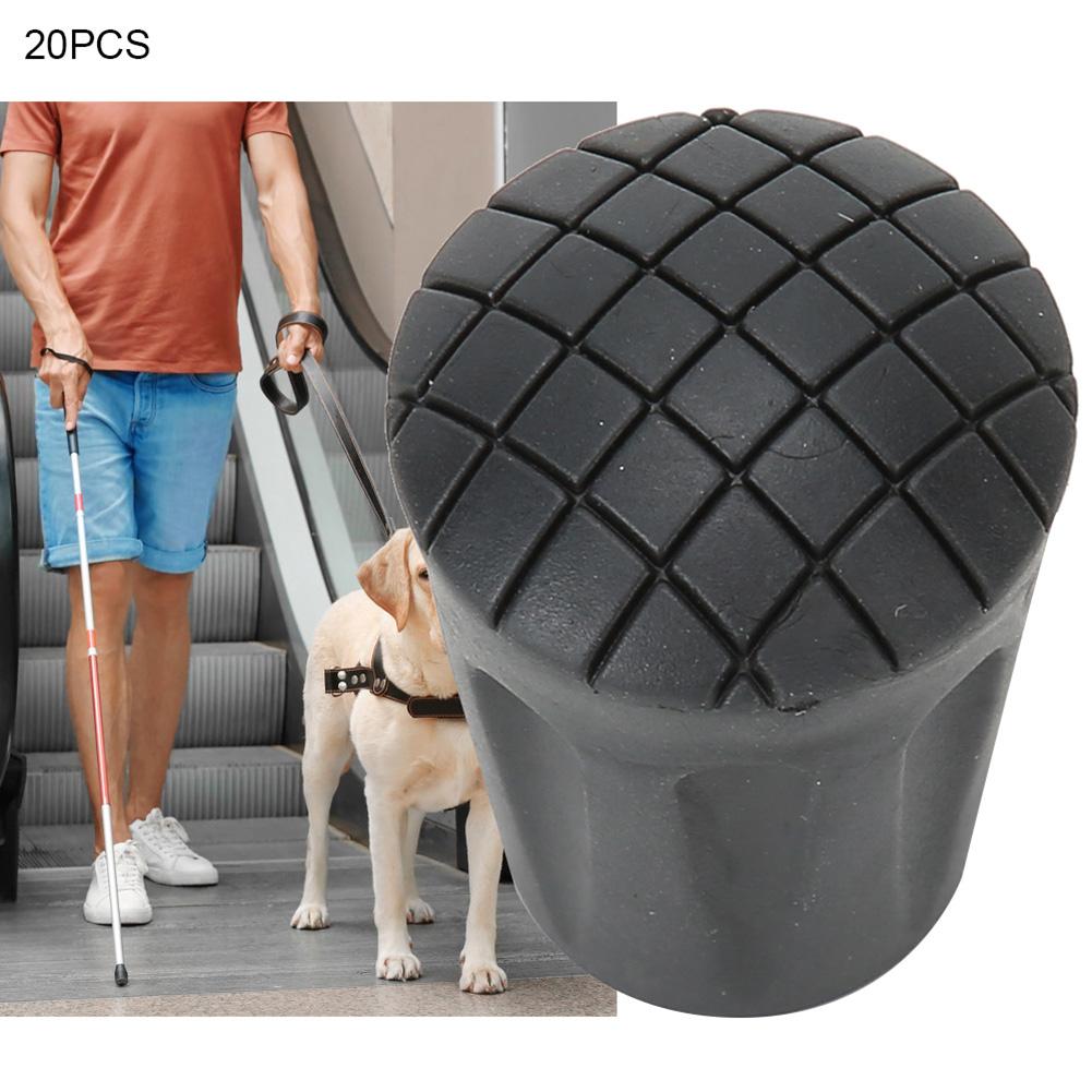 20pcs Replacement Reinforced Cane Tips Outdoor AntiSlip Walking Cane Tip with Metal Gasket