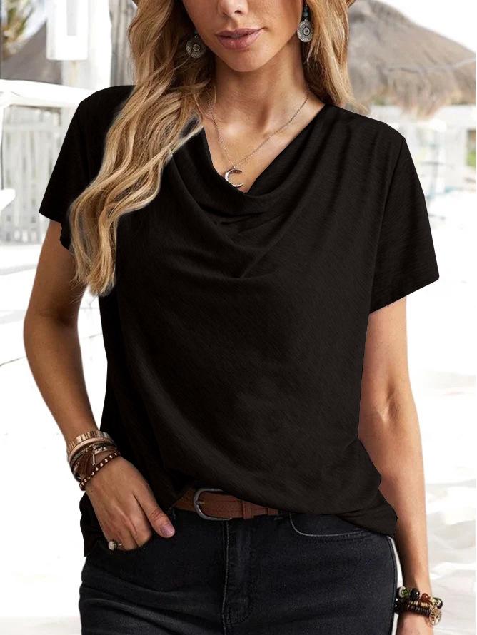 2023 Frühling/Sommer Damen Einfarbig Lässig Mode Kurzarm Tops