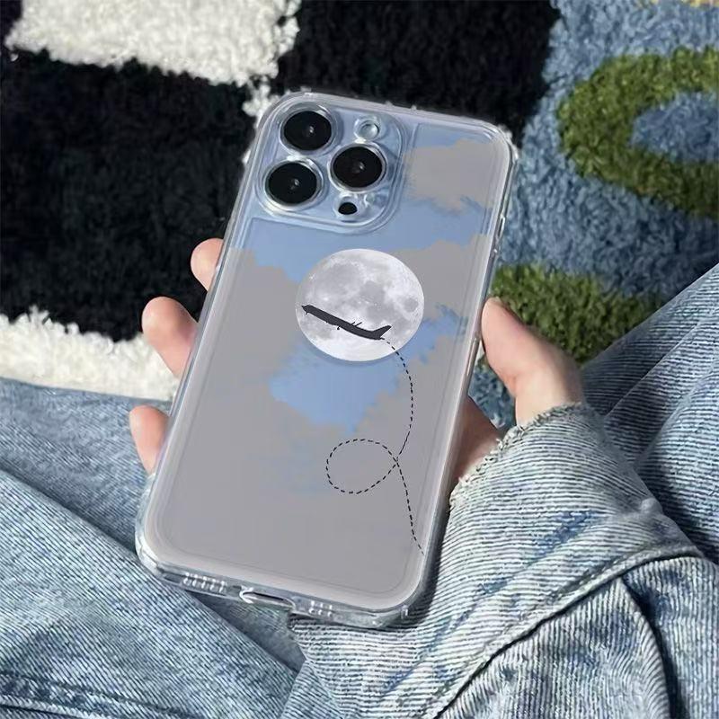 

Межграничный Чехол-Ракушка Космический Лунный Самолет для Apple 15/14/13 Pro Max/12/11/XS/XR Мягкий Телефон iPhone 14 Pro Max