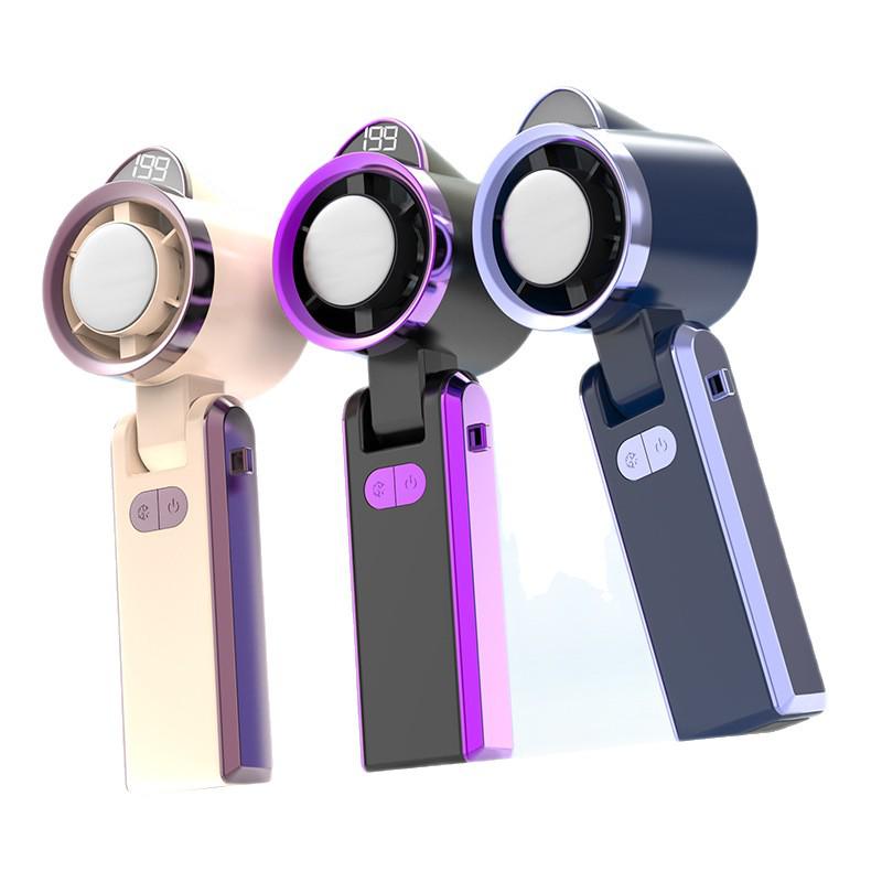 Foldable Portable Neck Hanging Fan with Digital Display and High-Speed Cooling Ice Pack