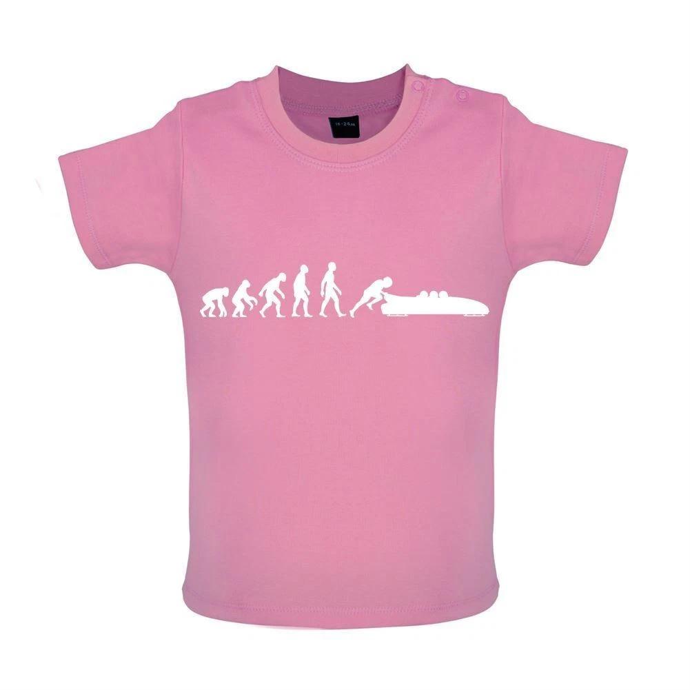 Evolution of Man Bobsleigh - Baby Kids Boys Girls Unisex T-Shirt / Babygrow - Bobsled Movie Winter 140