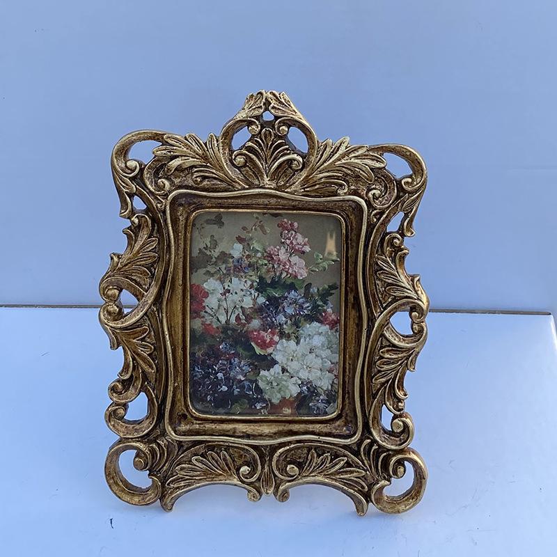 1 Peça Porta-Retrato Estilo Retro Francês Resina Esculpida Porta-Retrato de Casamento Decoração para Pendurar na Parede Decoração de Casa
