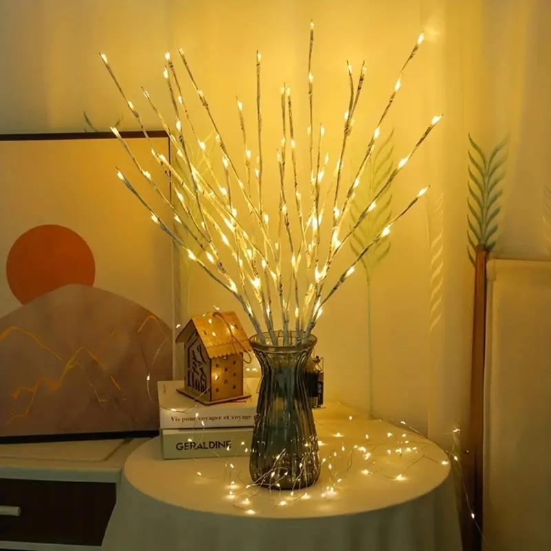 White Birch Branch Lights, 20 LED Willow Branch Fairy Lights, Indoor Lit Twig Lamp for Home Bedroom Fireplace Decor