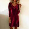 Damenmode Herbst Winter Einfarbiges Samtkleid Schräger Halsausschnitt Langarm Sexy Cocktailparty-Kleid