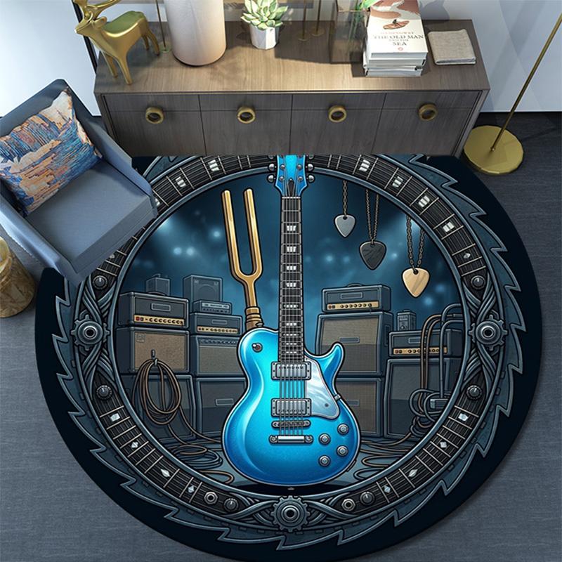 Guitar Amplifier Fusion Round Area Rug Under Office Chairs Bedroom Living Room Home Decor