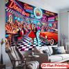 2D Vintage 1950s Diner Backdrop Rock & Roll Party Photo Background Cloth