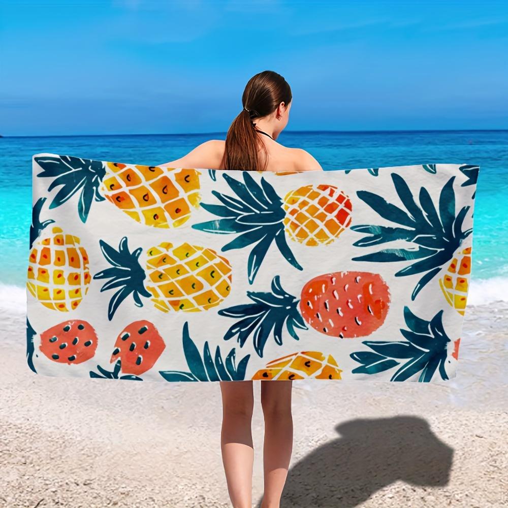 1PC Tropical Pineapple Print Beach Towel, Quick-Dry Polyester Towel, Unisex, Essential for Beach, Swim, Travel & Camping Gift