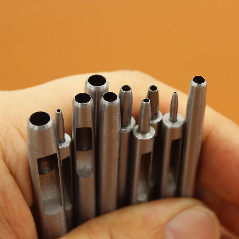 10Pcs Leather Hole Punching Tools Hollow Round Hole Puncher Clothing Sewing Leathercraft Handmade Belt 0.5-5 Mm Hole Puncher