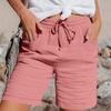 Pants For Women Casual Summer Solid Color Elastic High Waist Cotton And Linen Loose Pants Drawstring Pocket Mid Leg Pants