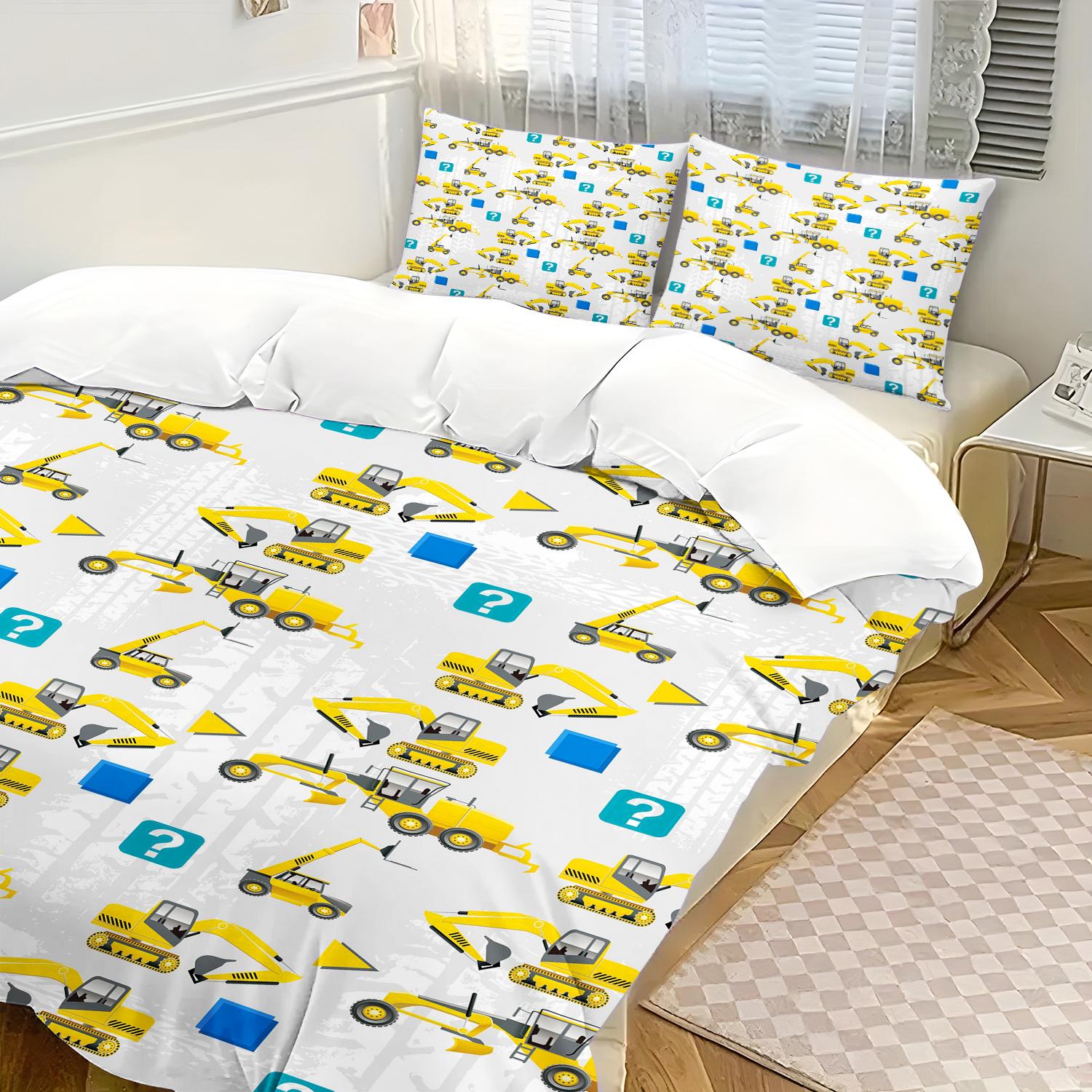 

Cartoon Cars Bedding Set Lightning Duvet Cover Engineering vehicle excavator Boy s Bedclothes Bed Linen Gift for Kids 90X200cm