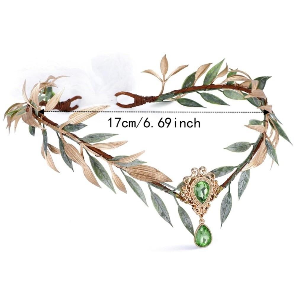 Ghirlada di Foglie Fascia da Elfo Foglie d'Albero Simulate Decorazione con Strass Ghirlanda Forestale Tiara Tiara da Principessa Elfica Retrò Leggera