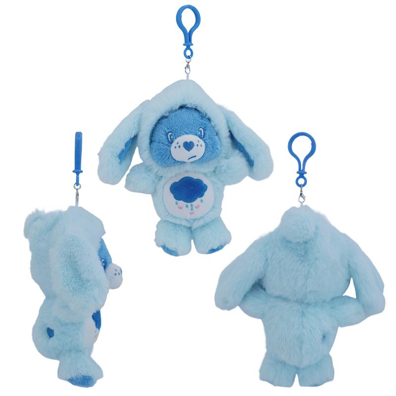Care Bears Rabbit Ear Plush Keychain Furry Fluffy Pendant Bag Charm Trendy Key Holder Fashion Bag Decoration Cartoon Key Ring