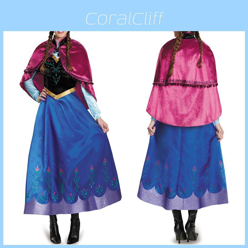 Enchanting Princess Anna Fancy Dress With Detachable Cape For Girls' Cosplay Adventures