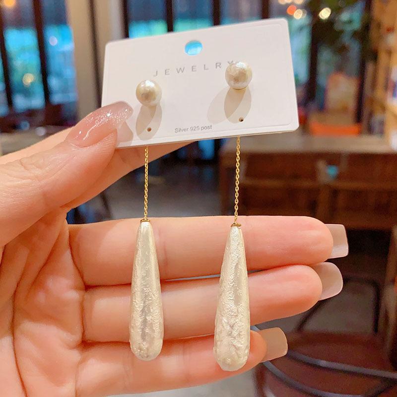 Cotton pearl fringed earrings fashion niche stud earrings personality exaggerated earrings