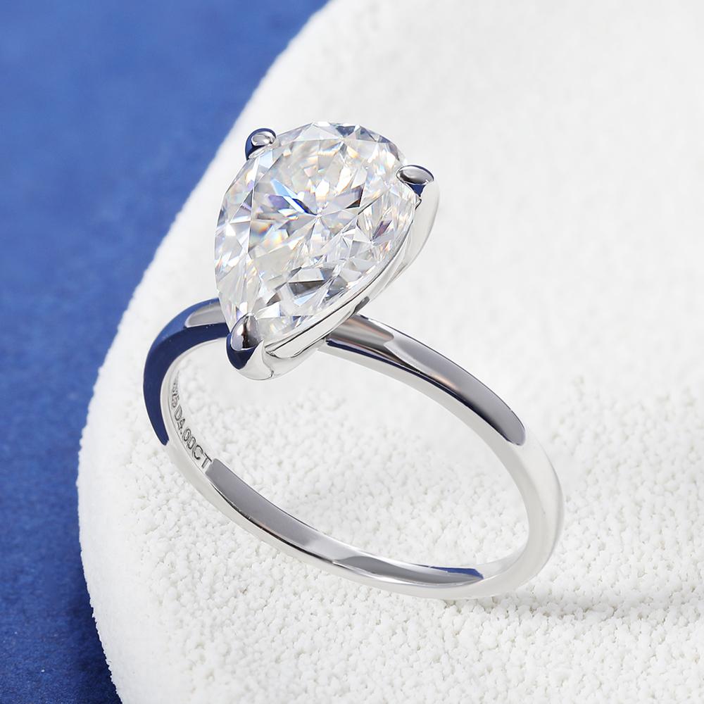 1-4 Carat Pear Cut D Color Moissanite Rings   CopperWaterdrop Diamond Ring Engagement Wedding Bands Jewelry with GRA