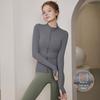 Women's Stretch Fleece-lined Sports Jacket with Stand Collar - Long Sleeve Yoga Top for Running & Fitness, Spring Style
