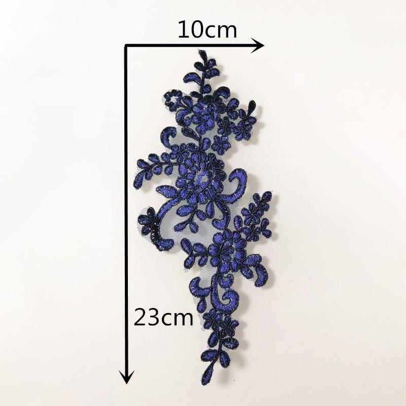 1Pair Embroidery Flower Lace Applique Sew On Patch Fabric Collar Trim Patches Crafts Stickers Neckline DIY Sewing Decoration