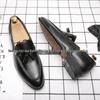 British Style Men's Pointed Toe Leather Tassel Shoes - Large Size Business Casual & Formal Office Wear