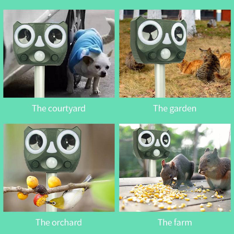 Solar-Powered Ultrasonic Animal Repeller: Waterproof Device for Birds, Rodents, and Cats